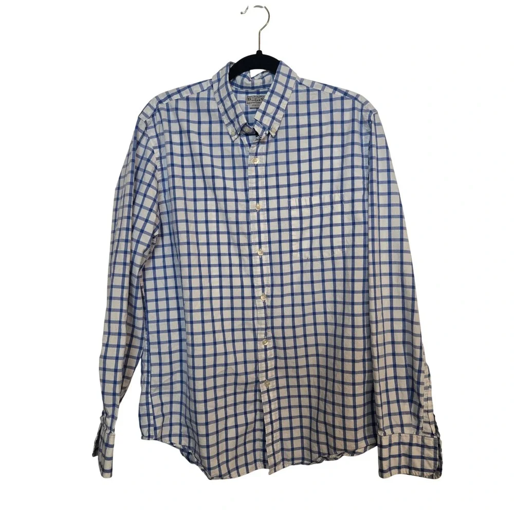 J.Crew Button Down Shirt Mens Plaid Checkered Long Sleeve Cotton Sz L